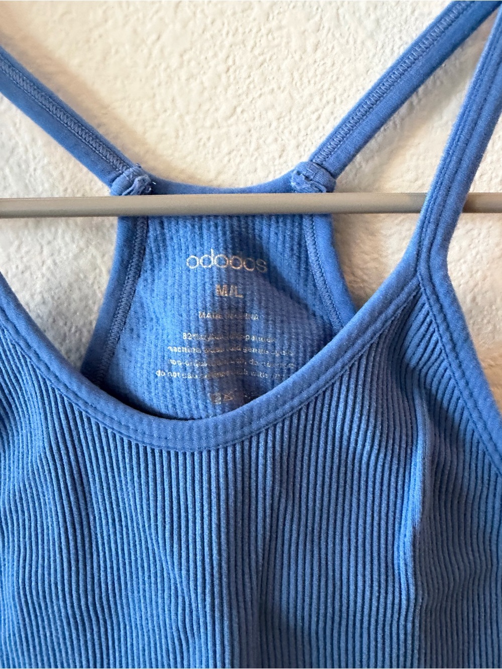 Blue Ribbed Cropped Tank Top - Picture 2 of 3